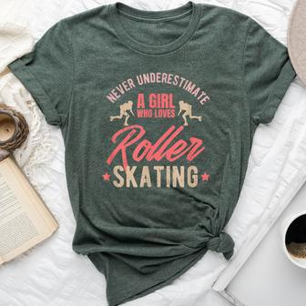 Never Underestimate A Girl Who Loves Roller Skating Bella Canvas T-shirt | Mazezy
