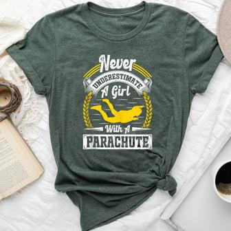 Never Underestimate A Girl With A Parachute Skydiving Bella Canvas T-shirt - Monsterry