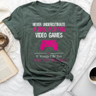 Never Underestimate A Girl Playing Video Games Bella Canvas T-shirt | Mazezy