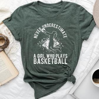 Never Underestimate A Girl Who Plays Basketball Coach Bella Canvas T-shirt - Thegiftio UK