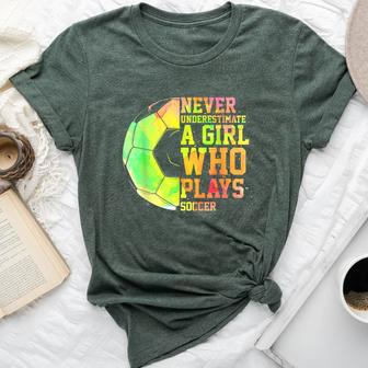 Never Underestimate A Girl Who Plays Soccer Sports Lover Bella Canvas T-shirt - Seseable