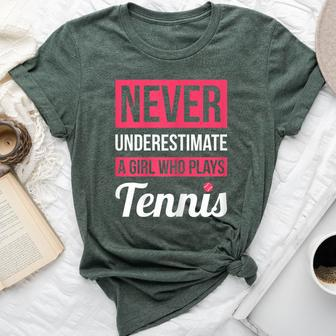 Never Underestimate A Girl Who Plays Tennis For Women Bella Canvas T-shirt - Seseable