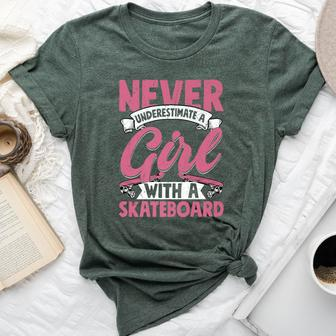 Never Underestimate A Girl With A Skateboard Skateboarder Bella Canvas T-shirt - Monsterry DE