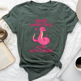 Never Underestimate A Girl With A Snake Quote Bella Canvas T-shirt | Mazezy