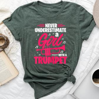 Never Underestimate A Girl With A Trumpet Trumpeter Music Bella Canvas T-shirt - Monsterry CA