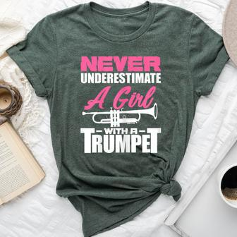 Never Underestimate A Girl With A Trumpet Trumpeter Musician Bella Canvas T-shirt - Monsterry CA