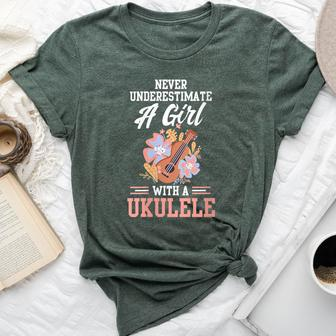 Never Underestimate A Girl With A Ukulele Bella Canvas T-shirt | Mazezy
