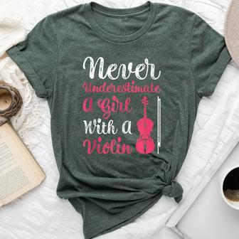 Never Underestimate A Girl With A Violin For Girls Bella Canvas T-shirt - Monsterry UK