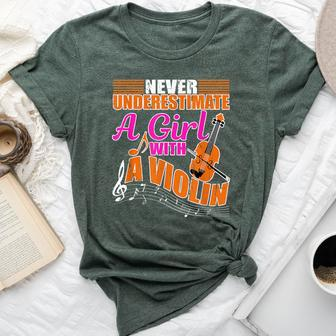 Never Underestimate A Girl With Violin Music Orchestra Bella Canvas T-shirt - Seseable