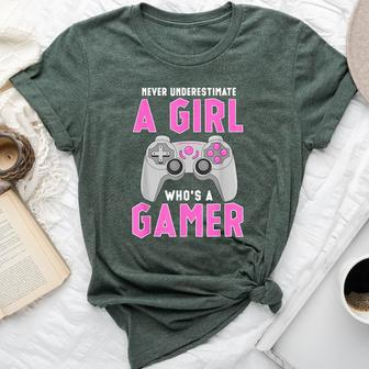 Never Underestimate A Girl Who's A Gamer Bella Canvas T-shirt - Seseable