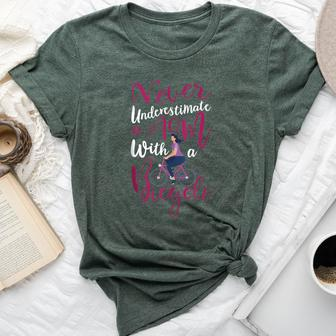 Never Underestimate A Grandma With A Bicycle Quote Bella Canvas T-shirt - Seseable