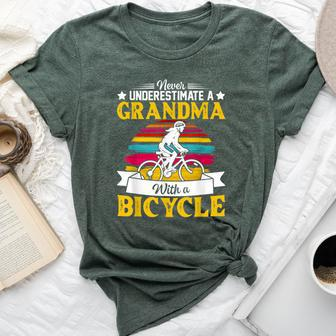 Never Underestimate A Grandma With A Bicycle Vintage Bella Canvas T-shirt | Mazezy