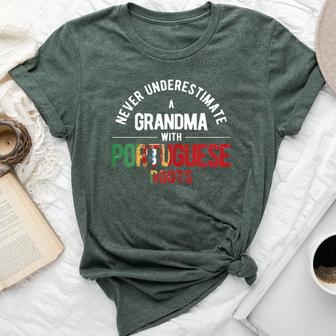 Never Underestimate Grandma With Roots Portugal Portuguese Bella Canvas T-shirt | Mazezy