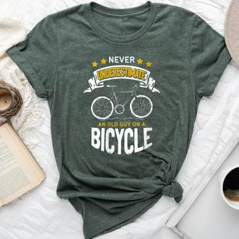 Never Underestimate An Old Guy On Bicycle Bike Cycling Retro Bella Canvas T-shirt - Seseable