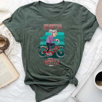 Never Underestimate An Old Lady With A Bike Bella Canvas T-shirt | Mazezy