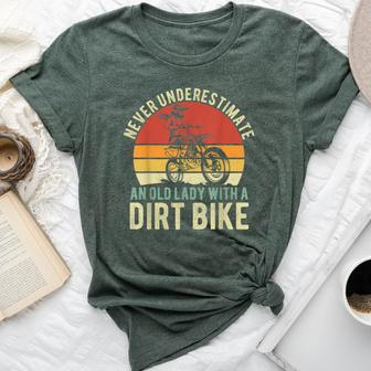 Never Underestimate An Old Lady With A Dirt Bike Womens Bella Canvas T-shirt | Mazezy