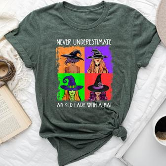 Never Underestimate An Old Lady With A Hat Basic Witch Bella Canvas T-shirt | Mazezy