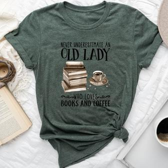 Never Underestimate An Old Lady Who Loves Books And Coffee Bella Canvas T-shirt - Seseable