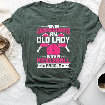 Never Underestimate Old Lady With Pickleball Paddle Bella Canvas T-shirt - Monsterry