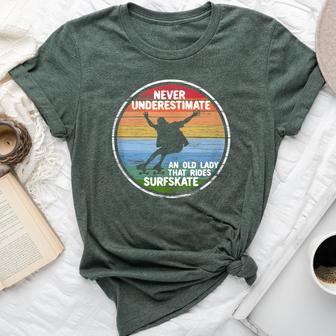 Never Underestimate An Old Lady That Rides Surfskate Bella Canvas T-shirt - Thegiftio UK