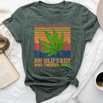 Never Underestimate An Old Lady Who Smokes Weed Marijuana Bella Canvas T-shirt | Mazezy