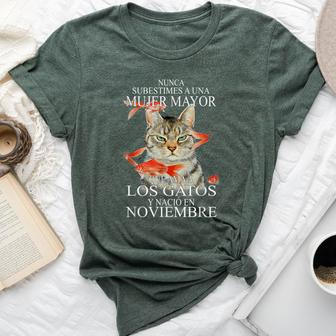Never Underestimate An Old Lady Spanish November Birthday Bella Canvas T-shirt | Mazezy