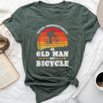Never Underestimate An Old Man On A Bicycle Retired Cyclist Bella Canvas T-shirt - Seseable