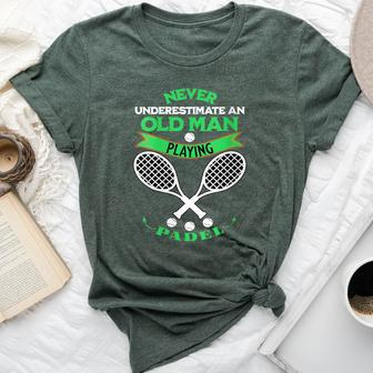 Never Underestimate An Old Man Playing Padel Tennis Bella Canvas T-shirt - Seseable