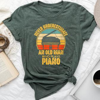 Never Underestimate An Old Man Who Plays Piano Pianist Bella Canvas T-shirt - Seseable