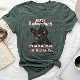 Never Underestimate An Old Woman With A Black Cat Bella Canvas T-shirt | Mazezy
