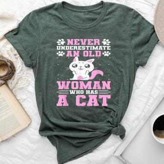 Never Underestimate An Old Woman Who Has A Cat Bella Canvas T-shirt | Mazezy CA