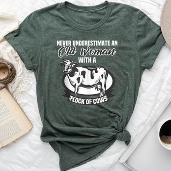 Never Underestimate An Old Woman With A Flock Of Cows Bella Canvas T-shirt - Monsterry DE