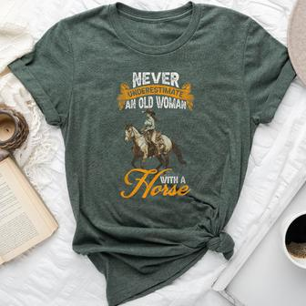 Never Underestimate An Old Woman With A Horse Riding Horses Bella Canvas T-shirt | Mazezy