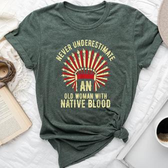 Never Underestimate An Old Woman Native American Warrior Bella Canvas T-shirt - Thegiftio UK