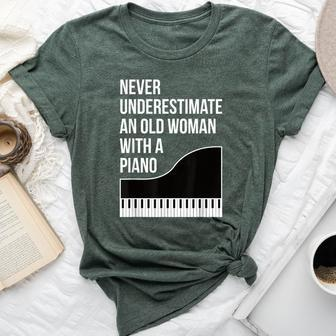 Never Underestimate An Old Woman With A Piano Women Bella Canvas T-shirt - Seseable