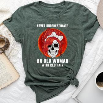 Never Underestimate An Old Woman With Red Hair Bella Canvas T-shirt | Mazezy