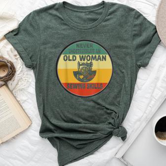 Never Underestimate An Old Woman With Sewing Skills Women Bella Canvas T-shirt - Thegiftio UK
