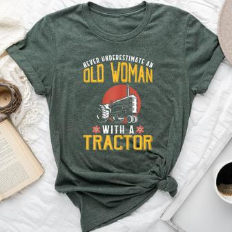 Never Underestimate An Old Woman With A Tractor Bella Canvas T-shirt - Monsterry