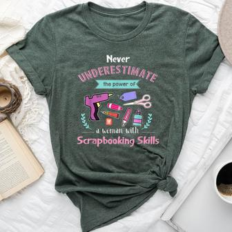 Never Underestimate The Power Of A Woman With Scrapbooking Bella Canvas T-shirt | Mazezy