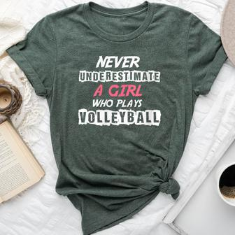 Never Underestimate A Volleyball Girl Bella Canvas T-shirt - Monsterry