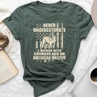 Never Underestimate Woman And An American Mastiff Usa Flag Bella Canvas T-shirt - Thegiftio UK