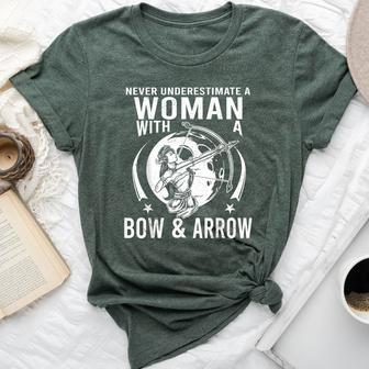 Never Underestimate A Woman With A Bow And Arrow Archery Bella Canvas T-shirt - Monsterry