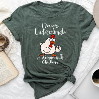 Never Underestimate A Woman With Chickens Farmer Chicken Bella Canvas T-shirt - Monsterry UK