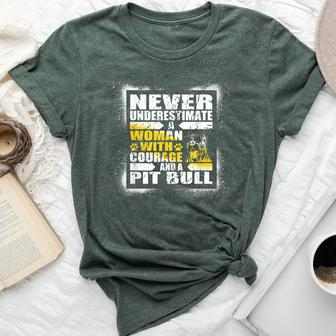 Never Underestimate Woman Courage And A Pit Bull Bella Canvas T-shirt - Monsterry UK