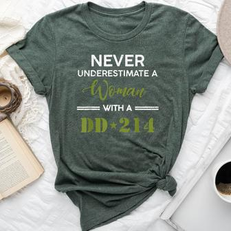 Never Underestimate A Woman With A Dd-214 Female Veteran Bella Canvas T-shirt | Mazezy