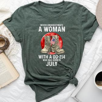 Never Underestimate A Woman With A Dd-214 July Women Bella Canvas T-shirt | Mazezy