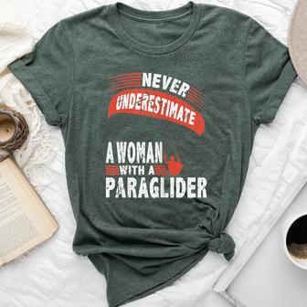 Never Underestimate Woman Paraglider Parachute Bella Canvas T-shirt - Monsterry UK