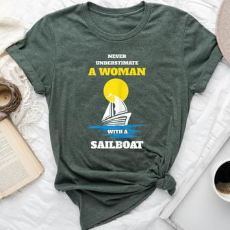 Never Underestimate A Woman With A Sailboat Bella Canvas T-shirt - Seseable