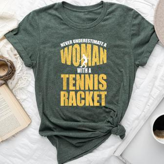 Never Underestimate A Woman With A Tennis Racket Bella Canvas T-shirt - Seseable
