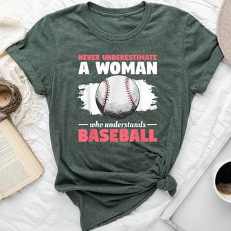 Never Underestimate A Woman Who Understands Baseball Bella Canvas T-shirt | Mazezy
